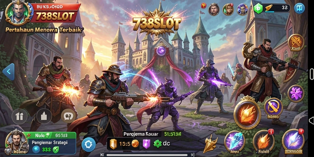 Tampilan gameplay mendebarkan di 738SLOT menara bertahan.