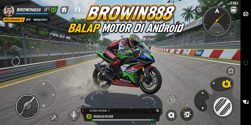 Screenshot BROWIN88 menampilkan aksi balap motor yang mendebarkan di trek yang menantang.