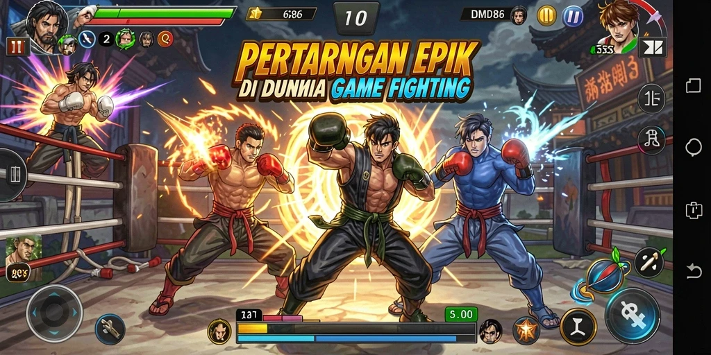 Tampilan screenshot dari gameplay pertarungan DMD686 yang mendebarkan.