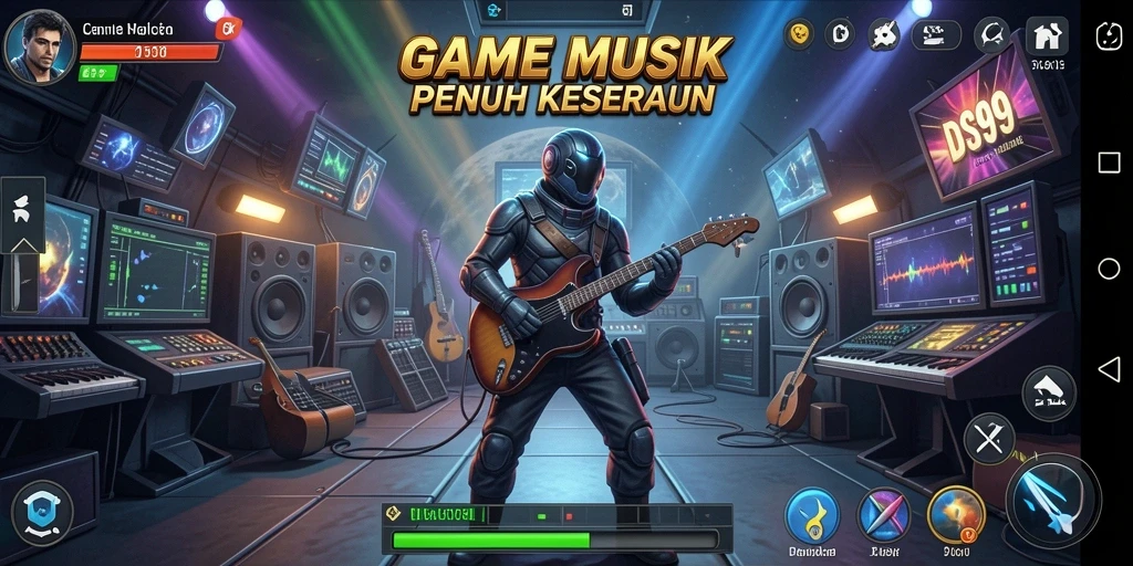 Tampilan gameplay DS99 yang penuh warna dan interaktif.