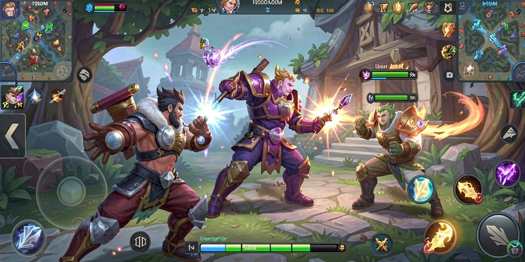 Tampak serunya gameplay MOBA di F200M.