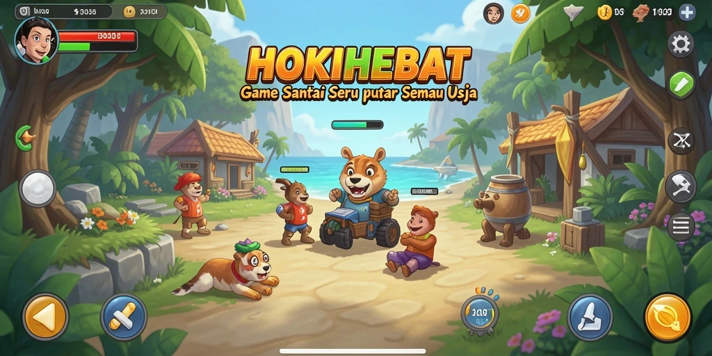 Tampilan gameplay HOKIHEBAT yang ceria dan menghibur.