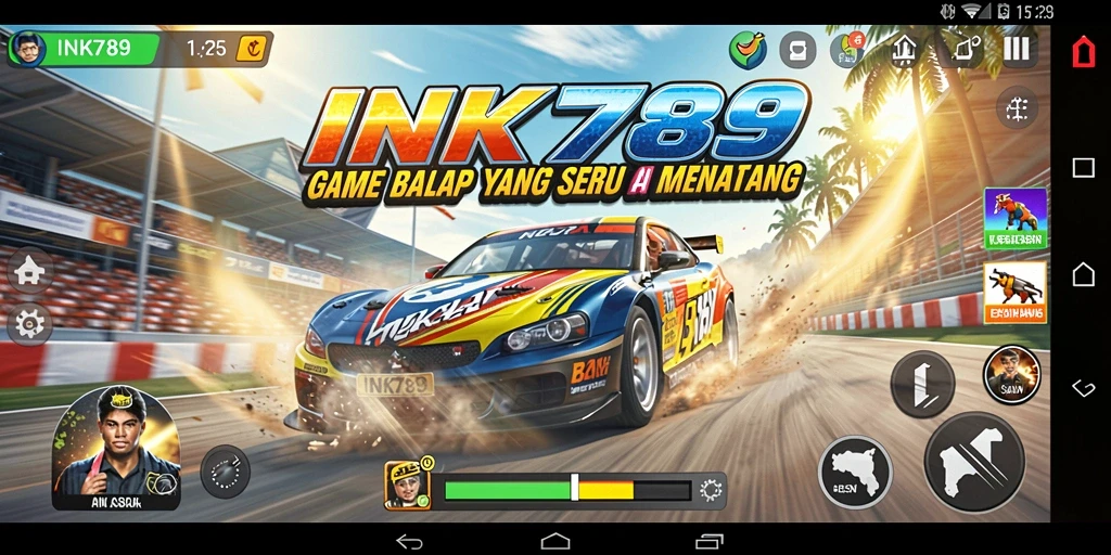 Screenshot gameplay INK789 yang menunjukkan aksi balapan seru.
