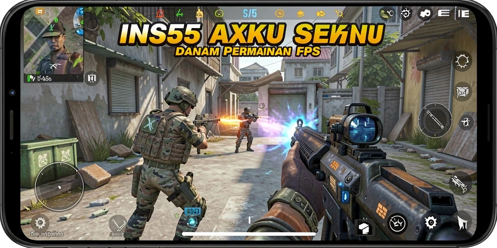Tangkapan layar gameplay <strong>INS55</strong> menampilkan aksi intens dari pertempuran FPS.