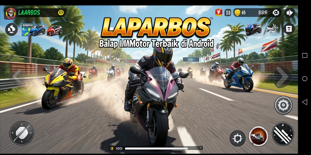 Gameplay LAPARBOS yang mendebarkan di lintasan balap motor.