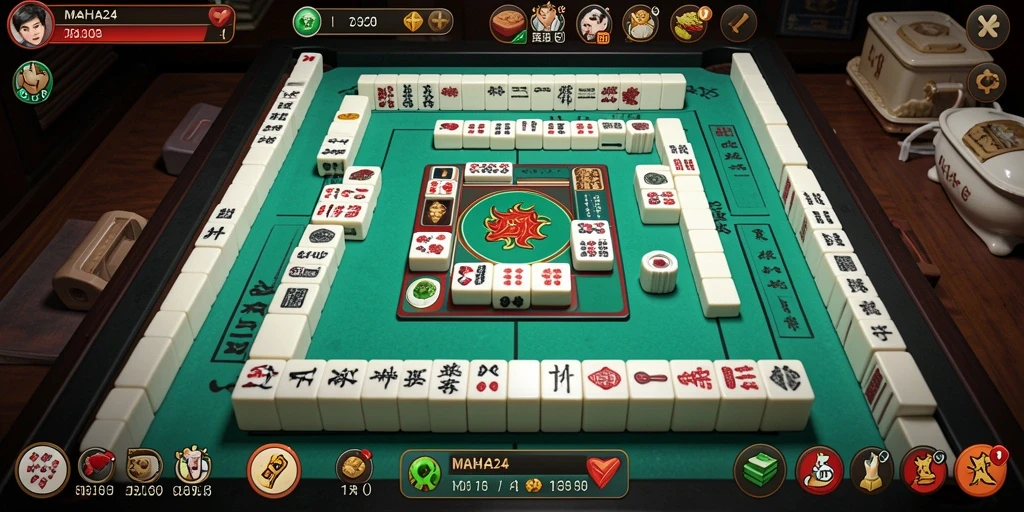 Screenshot gameplay MAHA24 yang menampilkan aksi Mahjong seru.