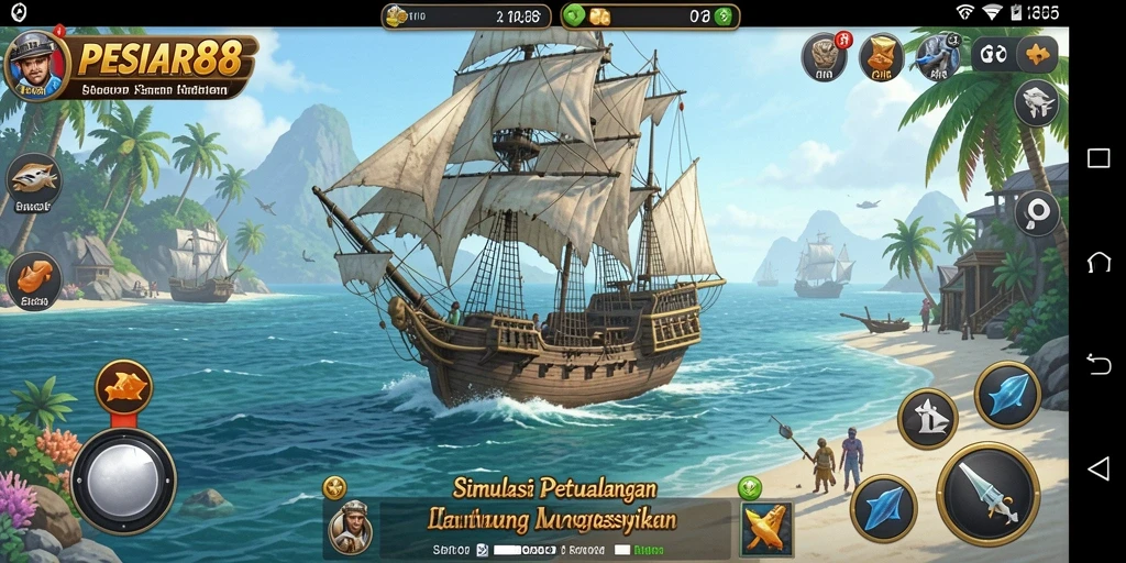 Tangkapan layar menunjukkan gameplay seru di lautan PESIAR88.