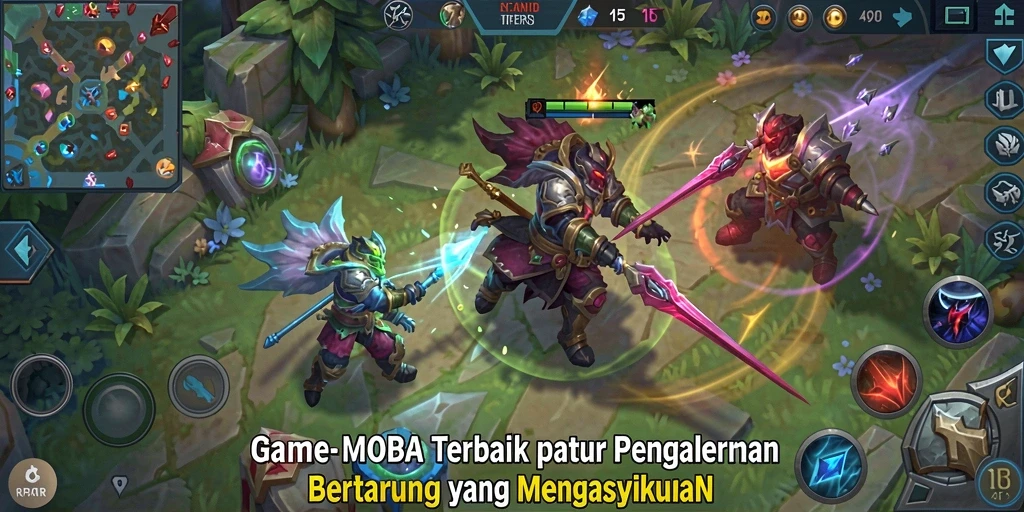 Screenshot gameplay RPRR menampilkan pertarungan tim yang intens dan karakter unik.
