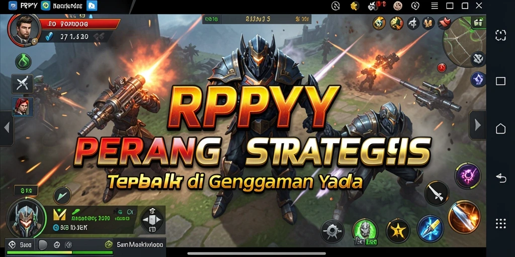 Screenshot permainan RPYYY menampilkan pertempuran strategi yang epik.