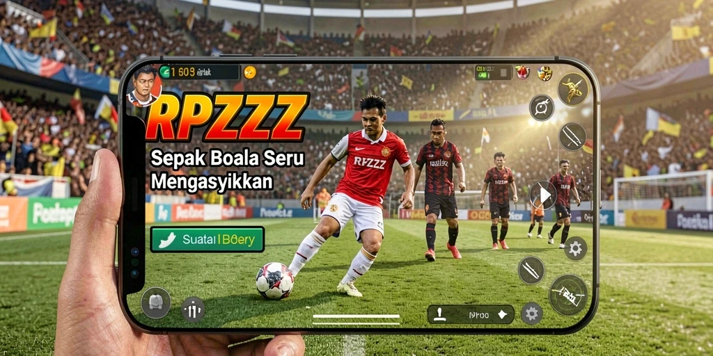 Tampilan gameplay seru di RPZZZ yang menggugah semangat sepak bola.