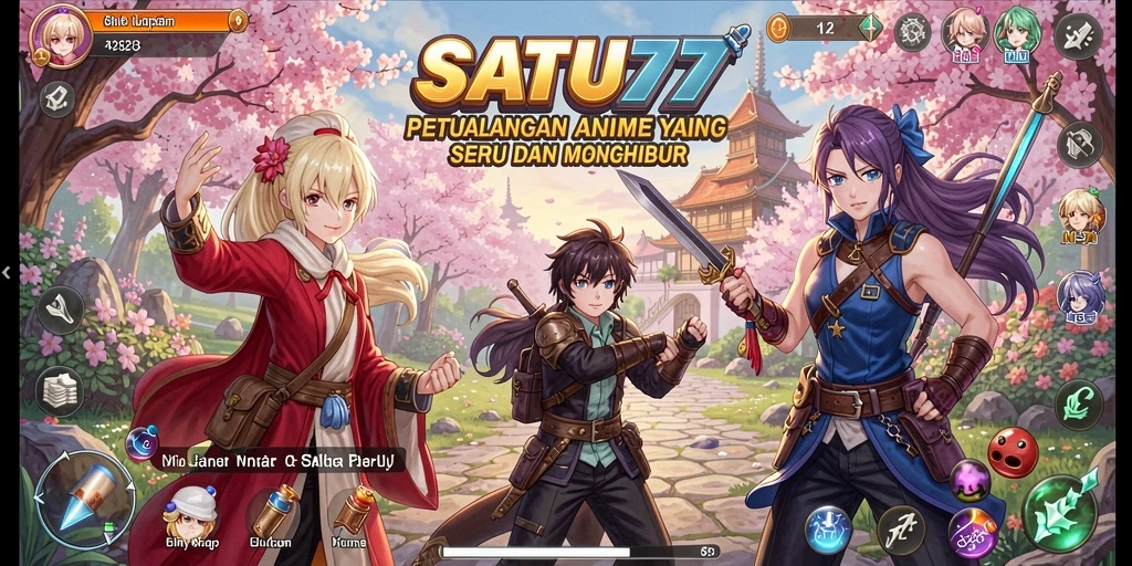 Tampilan menarik dari gameplay SATU77 dengan karakter anime yang beraksi.