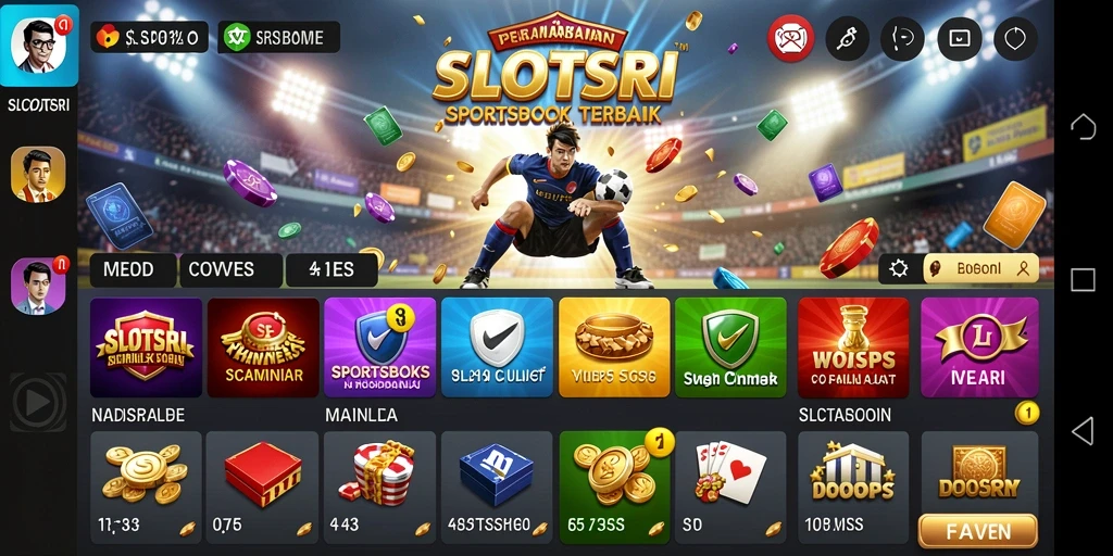 Tampilan menarik dari gameplay SLOTSRI di aplikasi Sportsbook.