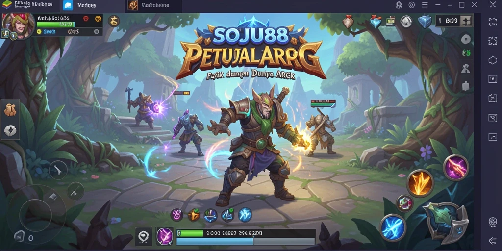 Tampilan gameplay SOJU88 dengan karakter yang beraksi dalam pertempuran epik.