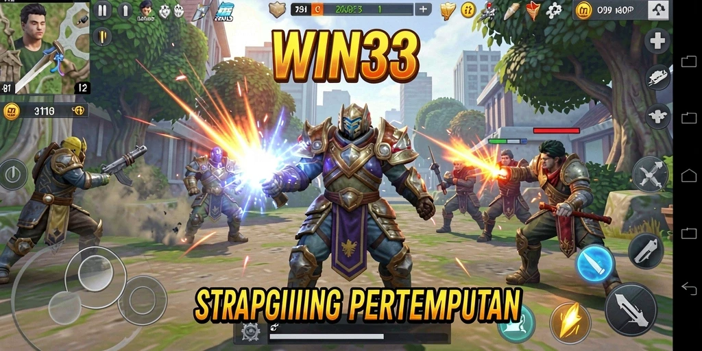 Tampilan gameplay kekerasan dan strategi dari WIN33.